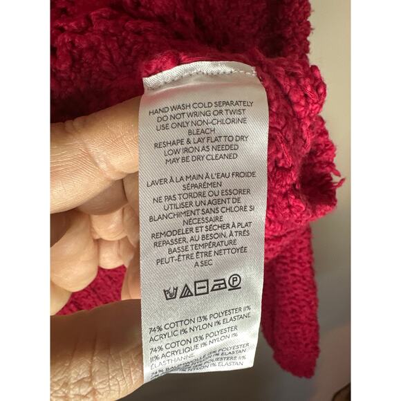 Anthropologie Pilcro NWOT Sailcloth Hooded Sweater Red Raspberry Oversized Sz M - Picture 7 of 7